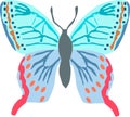 Butterfly in soft blue tones vector drawing Royalty Free Stock Photo